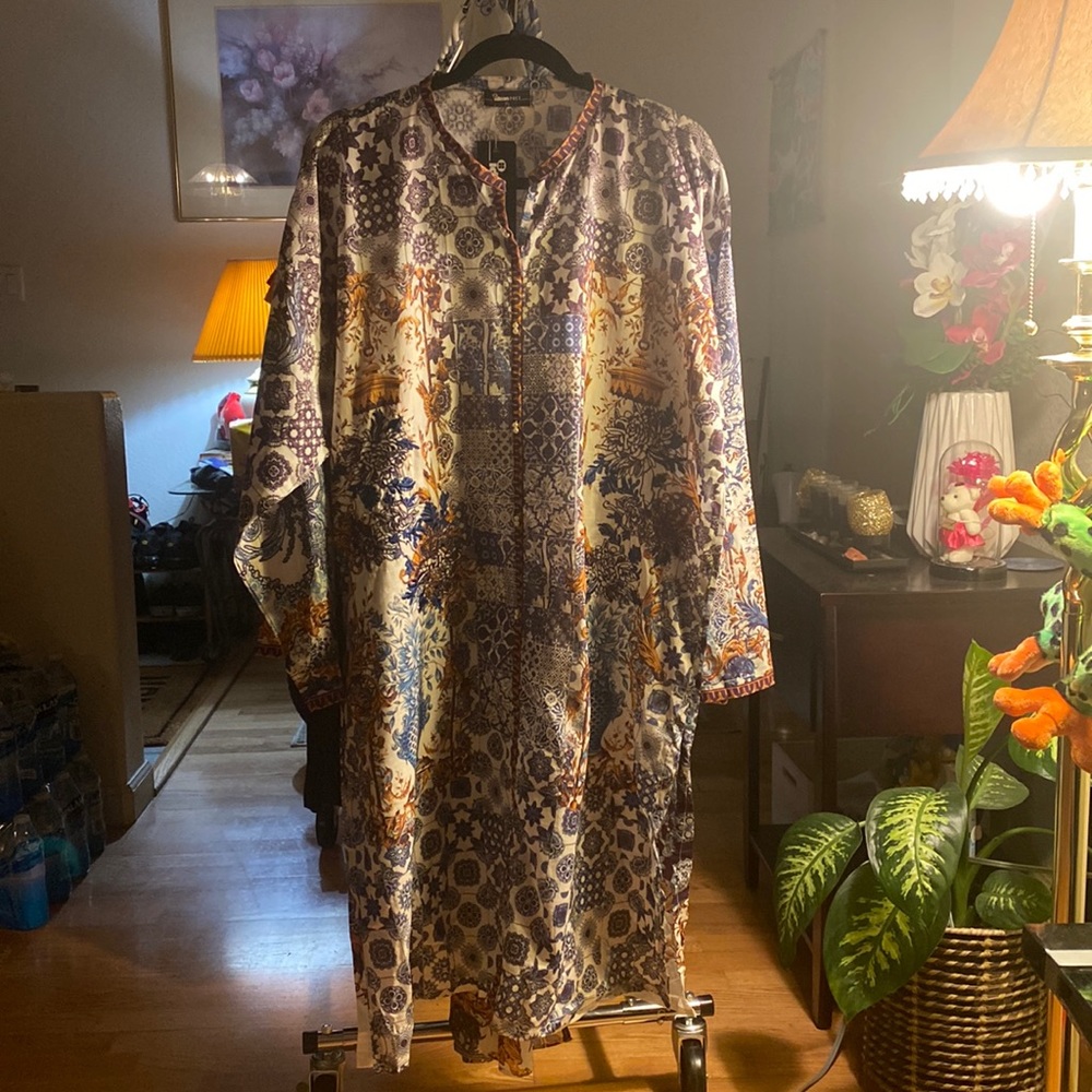 Oriental One Piece with Scarf dress. Kaftan Dress.